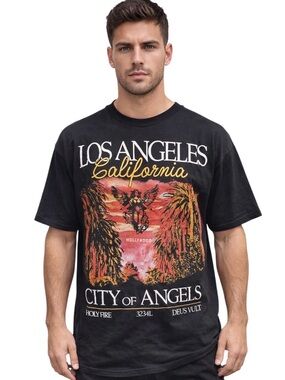 Los Angeles Graphic Tee - Black California City of Angels Shirt, sz XL, NWOT